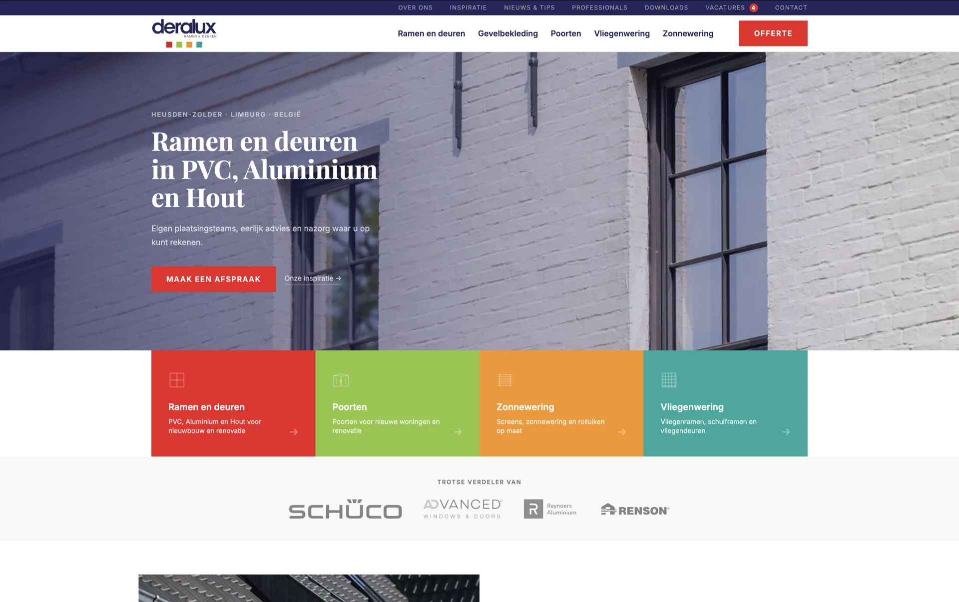 Screenshot van een door Bevisual gebouwde website